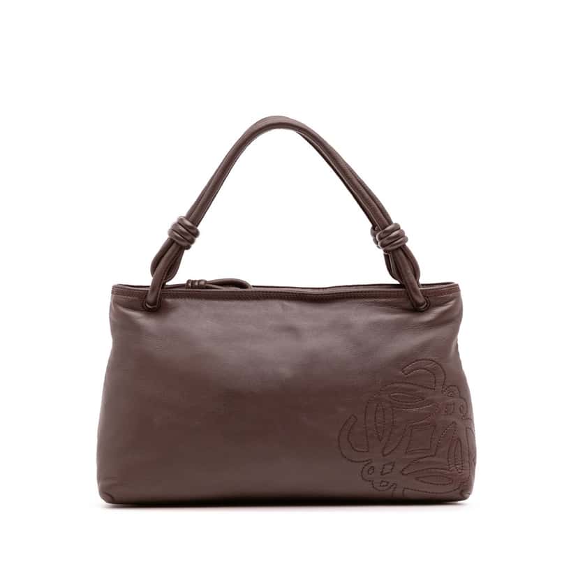 Loewe Anagram Leather Handbag Brown Leather Good condition - Front View