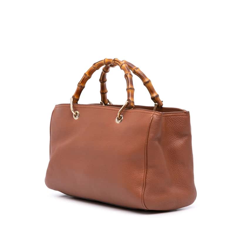 Gucci Medium Calfskin Bamboo Shopper Satchel Brown Leather Good condition - Back View