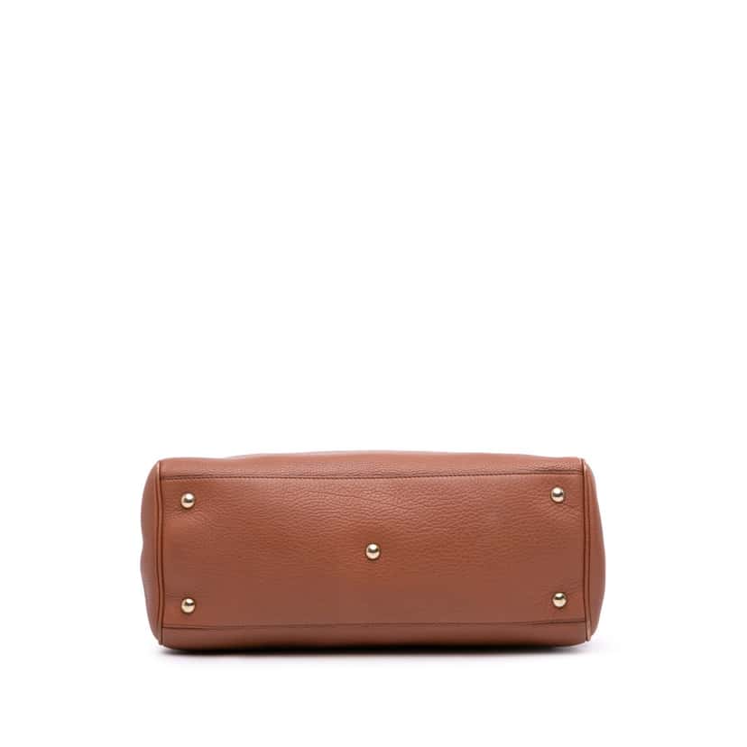 Gucci Medium Calfskin Bamboo Shopper Satchel Brown Leather Good condition - Inside View
