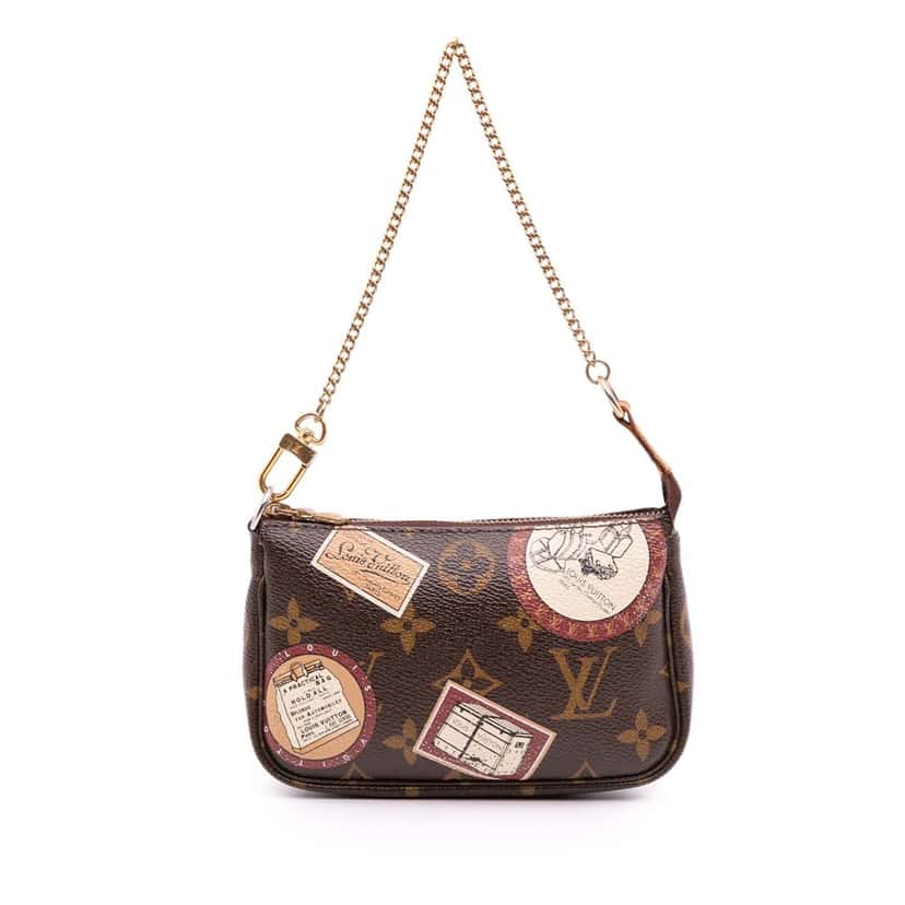 Louis Vuitton Monogram Trunks and Bags Patch Mini Pochette Accessoires Brown Canvas Good condition - Front View