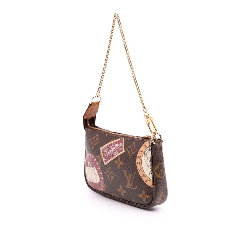 Louis Vuitton Monogram Trunks and Bags Patch Mini Pochette Accessoires Brown Canvas Good condition - Back View