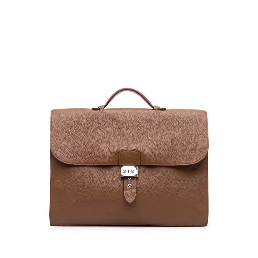 Hermès Togo Sac A Depeches 38 Brown Leather Good condition - Front View