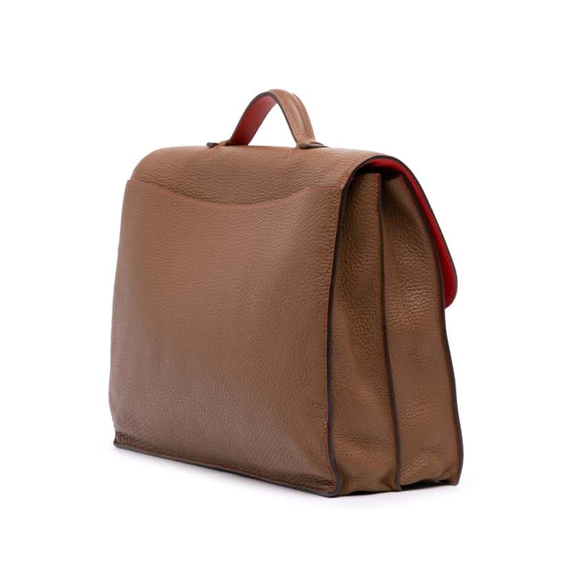 Hermès Togo Sac A Depeches 38 Brown Leather Good condition - Back View