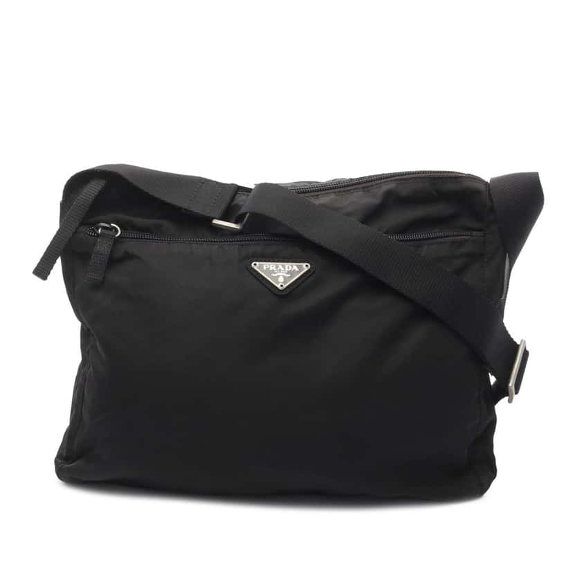 Prada Tessuto Zip Top Crossbody Black Good condition - Front View