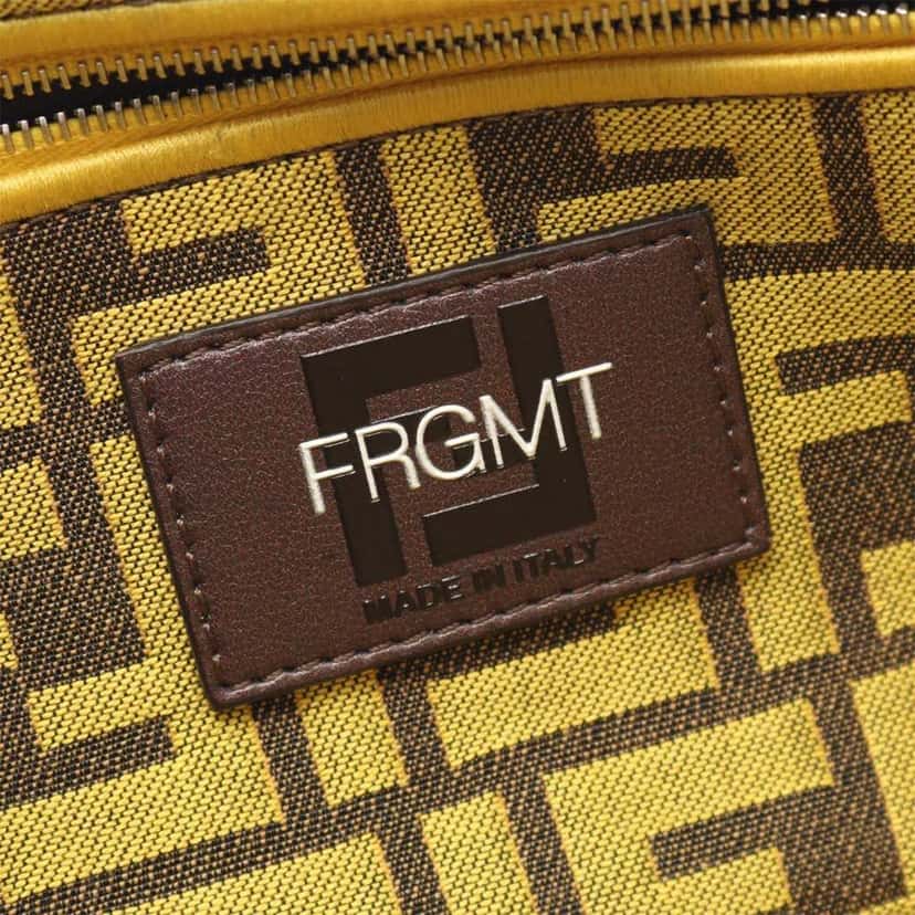 Fendi FRGMT Zucca Embroidered Canvas Baguette Satchel Yellow Canvas Good condition - Model View