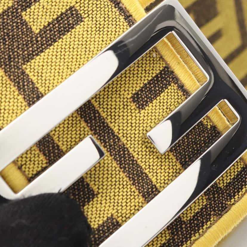 Fendi FRGMT Zucca Embroidered Canvas Baguette Satchel Yellow Canvas Good condition - Box View