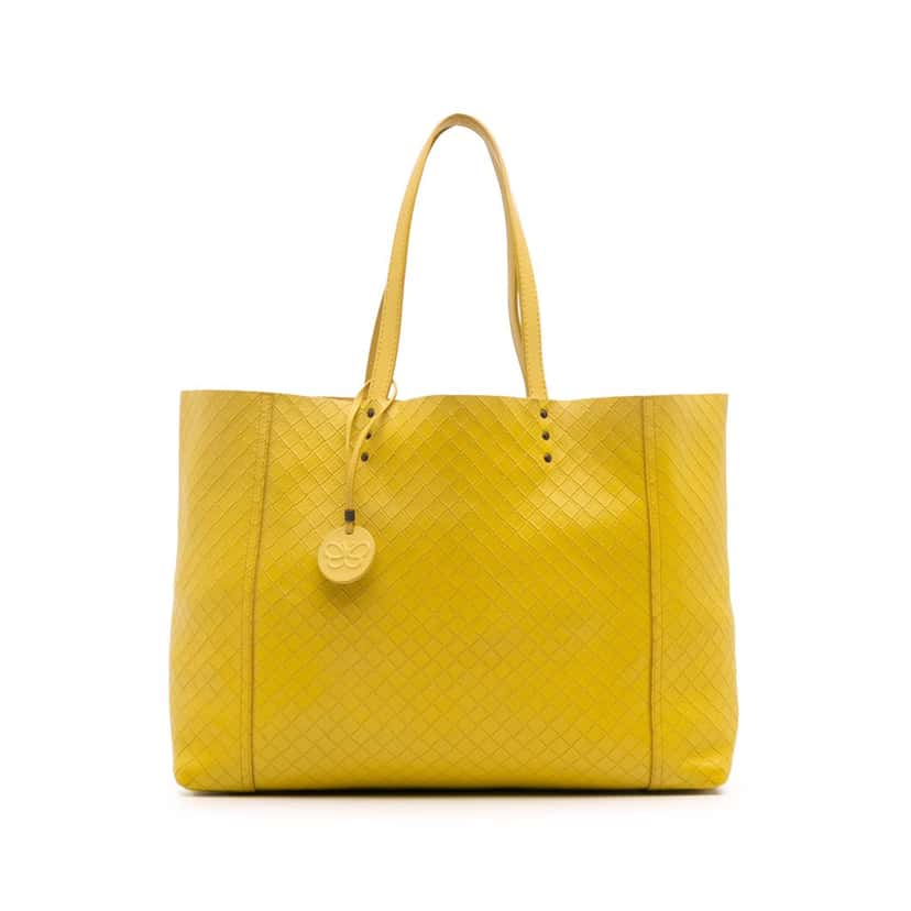 Bottega Veneta Leather Intrecciomirage Tote Yellow Leather Good condition - Front View