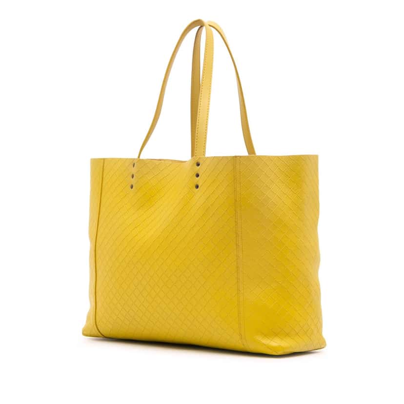 Bottega Veneta Leather Intrecciomirage Tote Yellow Leather Good condition - Back View