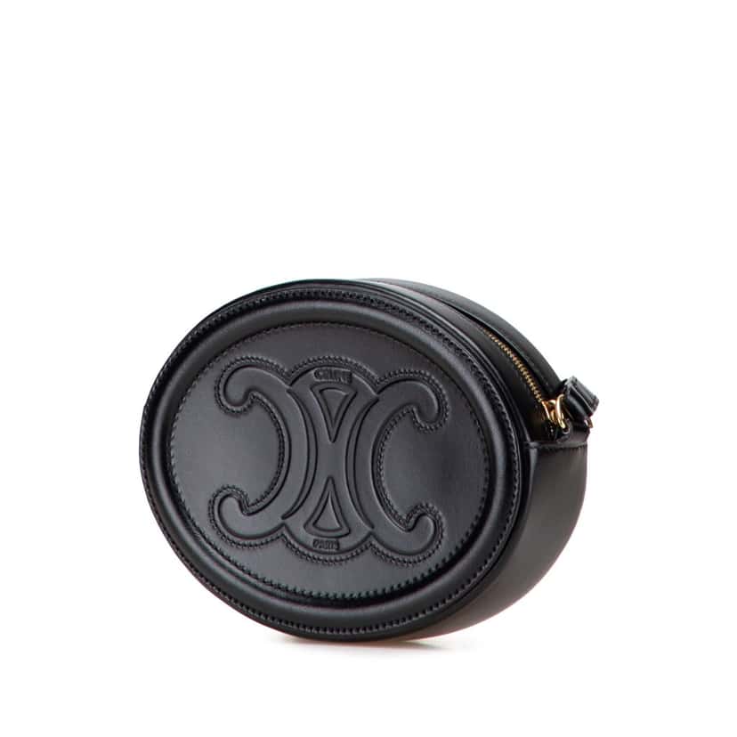 Celine Small Calfskin Cuir Triomphe Oval Crossbody Black Leather Very good condition - Back View