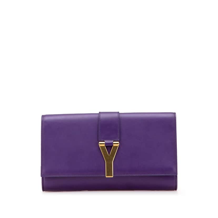 Saint Laurent Leather Cabas Chyc Clutch Purple Leather Good condition - Front View