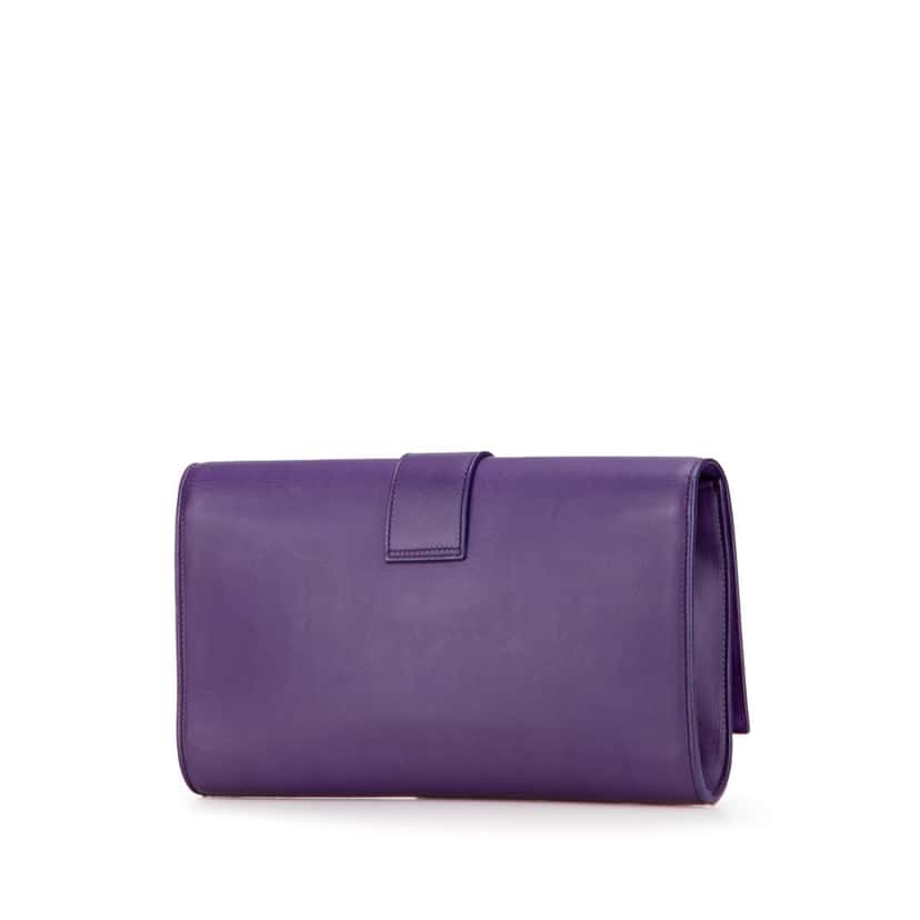 Saint Laurent Leather Cabas Chyc Clutch Purple Leather Good condition - Back View
