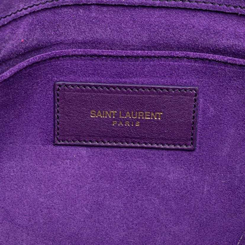 Saint Laurent Leather Cabas Chyc Clutch Purple Leather Good condition - Box View