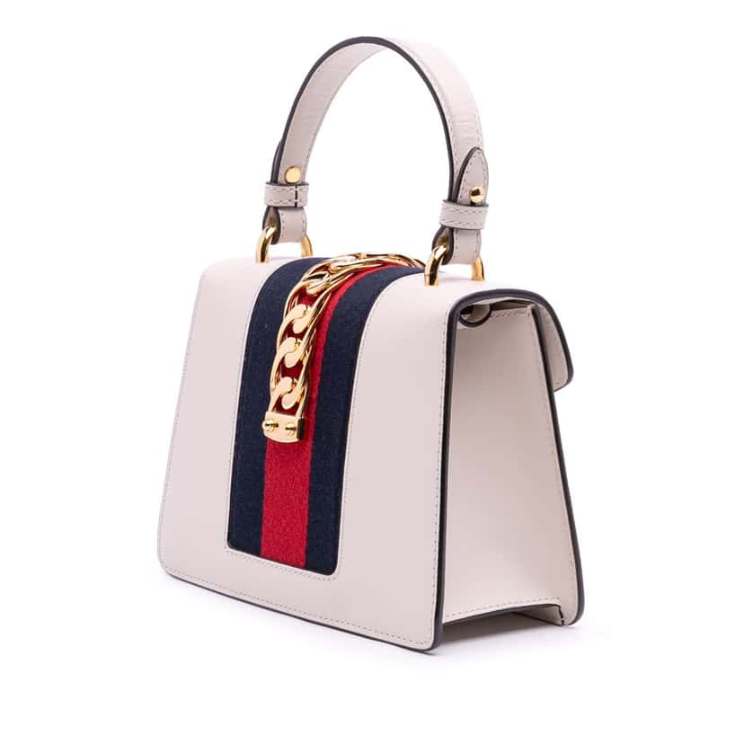 Gucci Mini Calfskin Sylvie Satchel White Leather Good condition - Back View