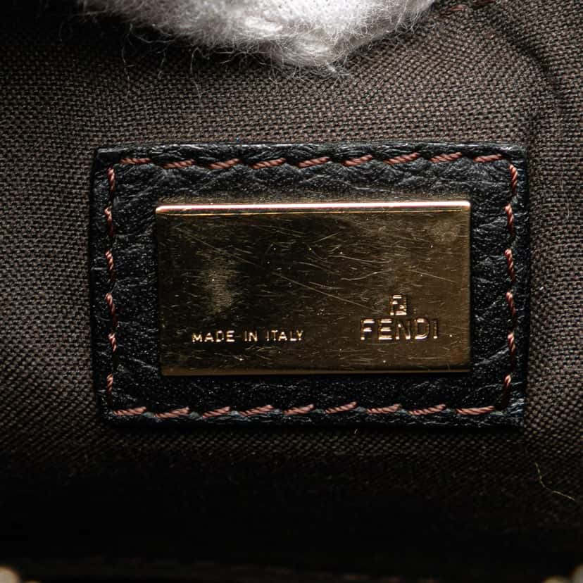 Fendi Small Zucchino Canvas F Charm Crossbody Brown Canvas Good condition - Box View