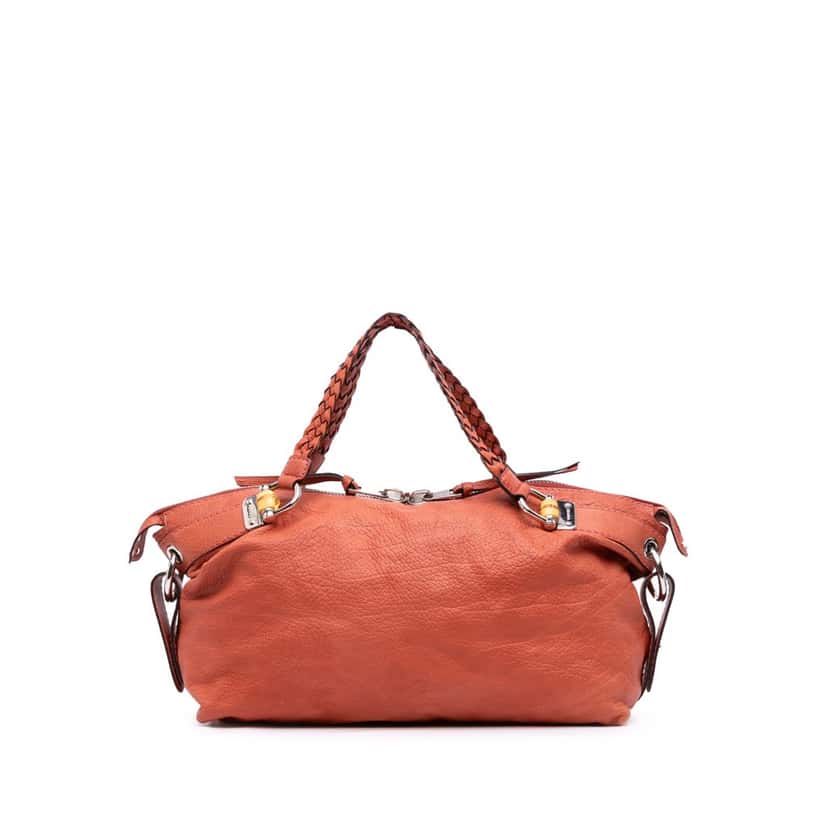 Gucci Medium Leather Bamboo Bar Tote Orange Leather Good condition - Front View