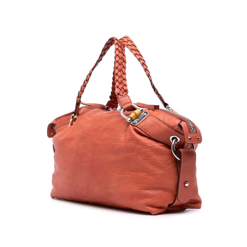 Gucci Medium Leather Bamboo Bar Tote Orange Leather Good condition - Back View