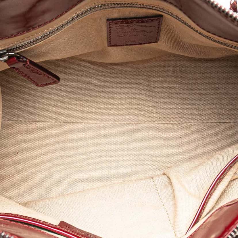 Burberry Nova Check Coated Canvas Hearts Pilgrim Satchel Brown Canvas Good condition - Model View