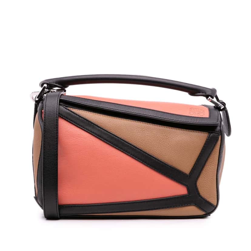 Loewe Small Calfskin Graphic Puzzle Satchel Brown Leather Very good condition - Front View