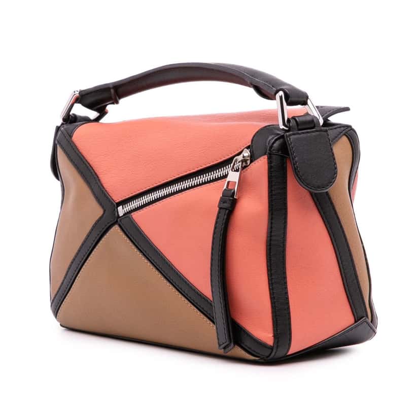 Loewe Small Calfskin Graphic Puzzle Satchel Brown Leather Very good condition - Back View