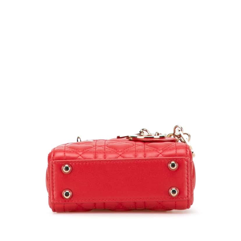 Dior Micro Calfskin Cannage Dioramour Lady Dior Red Leather Good condition - Inside View