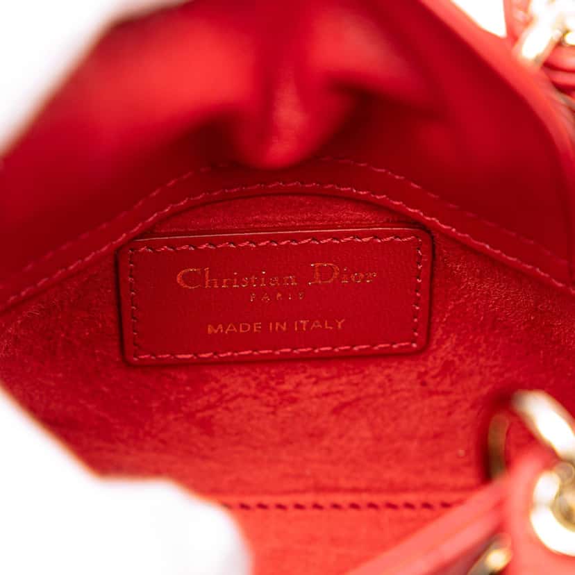 Dior Micro Calfskin Cannage Dioramour Lady Dior Red Leather Good condition - Box View