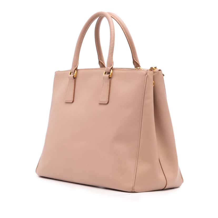 Prada Large Saffiano Lux Galleria Double Zip Satchel Pink Leather Good condition - Back View