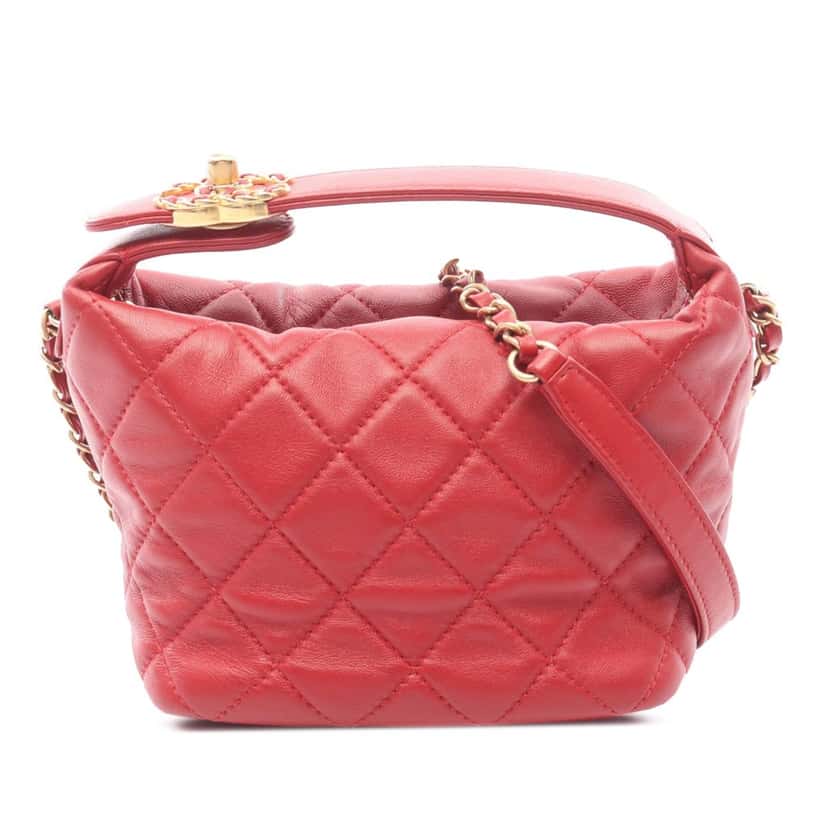 Chanel Small Quilted Lambskin Perfect Meeting Hobo Red Leather Good condition - Front View