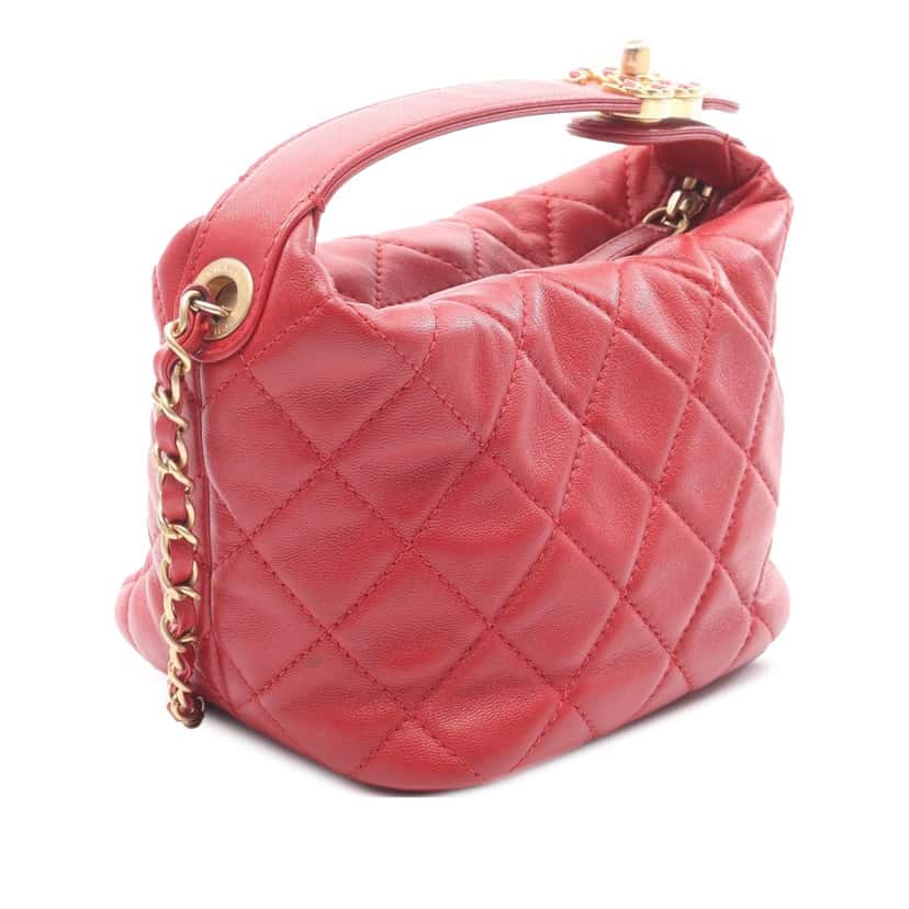 Chanel Small Quilted Lambskin Perfect Meeting Hobo Red Leather Good condition - Back View