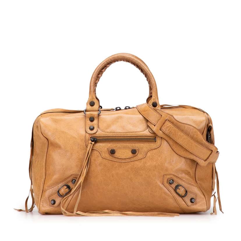 Balenciaga Lambskin Motocross Polly Satchel Brown Leather Good condition - Front View