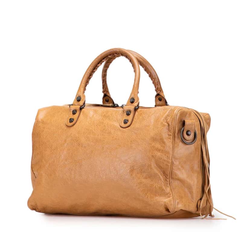Balenciaga Lambskin Motocross Polly Satchel Brown Leather Good condition - Back View