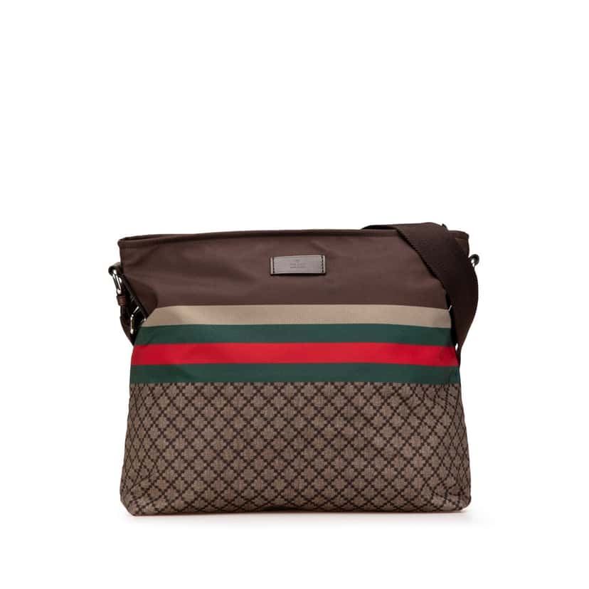 Gucci Diamante Nylon Web Crossbody Brown Good condition - Front View