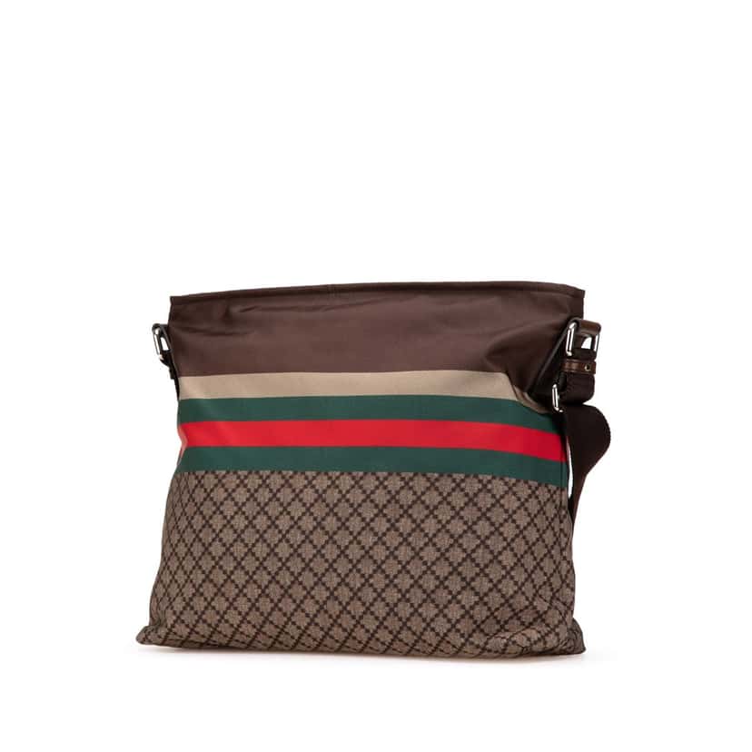 Gucci Diamante Nylon Web Crossbody Brown Good condition - Back View