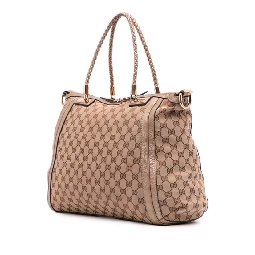 Gucci GG Canvas Bella Convertible Tote Brown Canvas Good condition - Back View