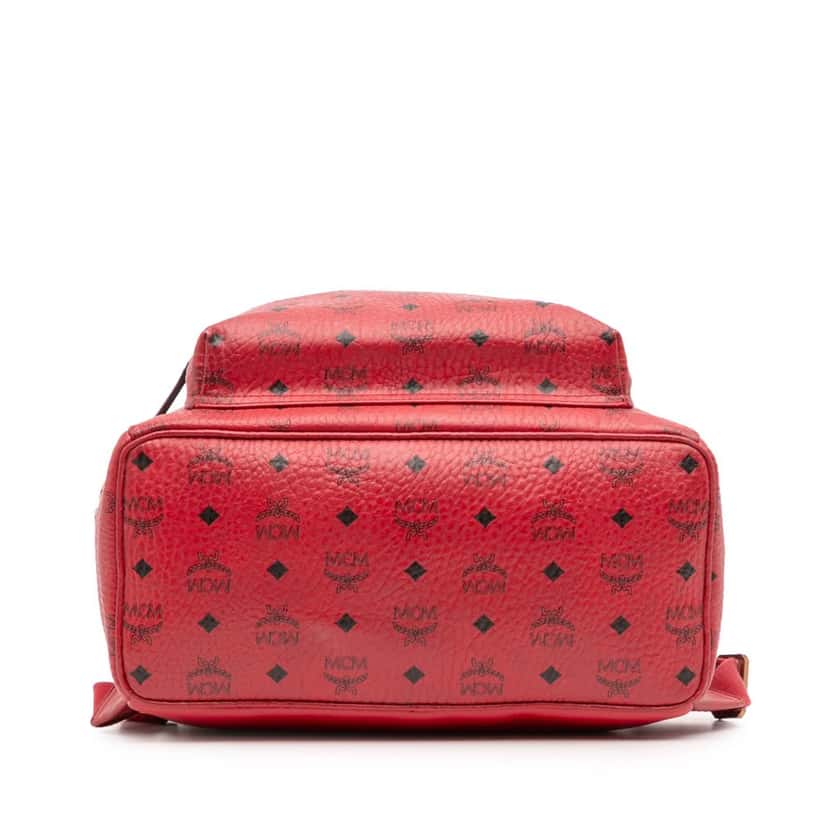 Mcm Medium Studded Visetos Coated Canvas Stark Backpack Red Canvas Good condition - Inside View