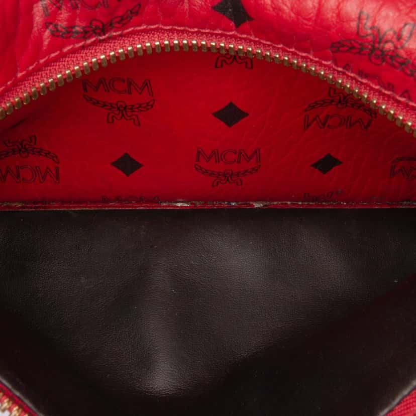 Mcm Medium Studded Visetos Coated Canvas Stark Backpack Red Canvas Good condition - Box View