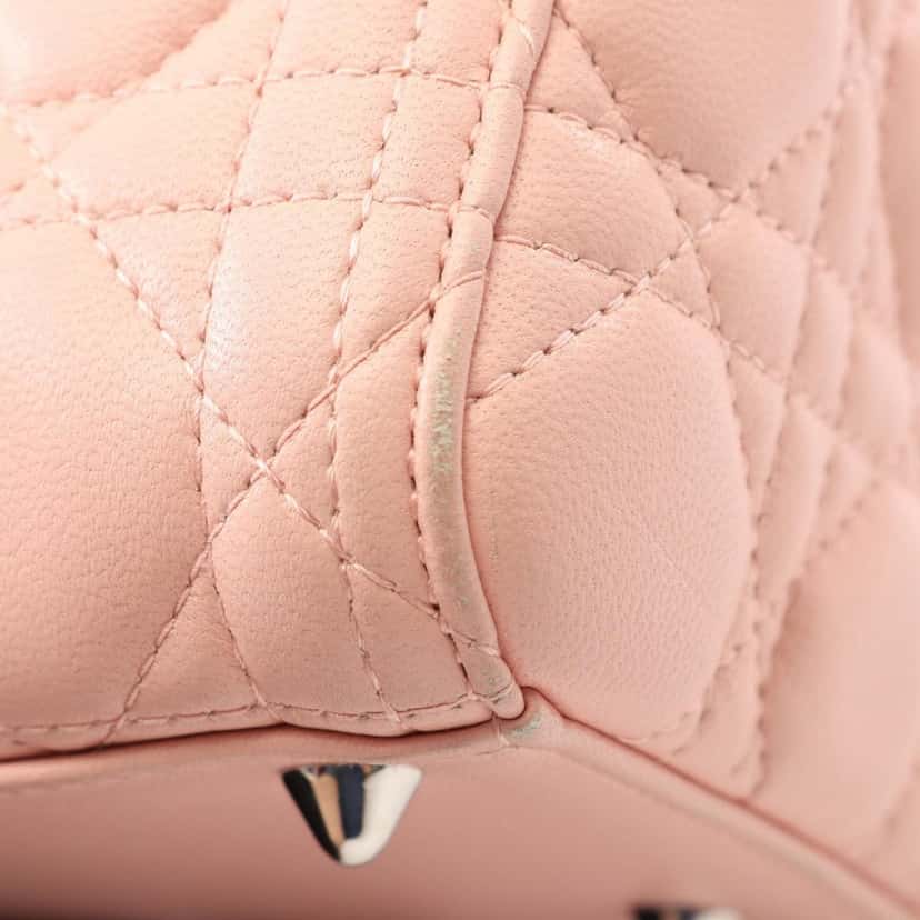 Dior Medium Lambskin Cannage Lady Dior Pink Leather Good condition - Box View