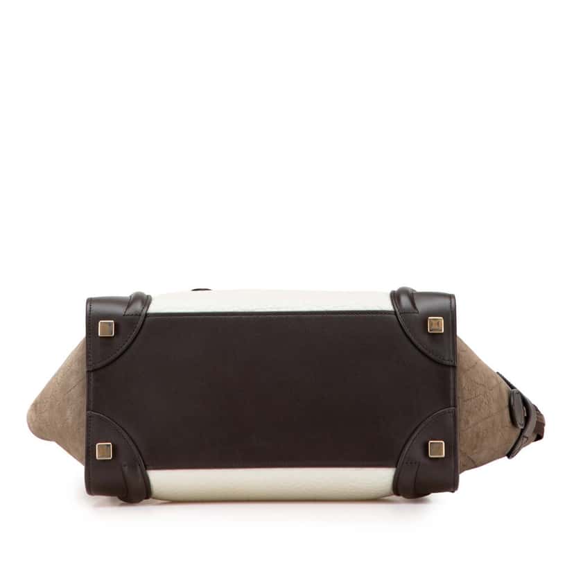 Celine Micro Tricolor Nubuck and Calfskin Luggage Tote White Leather Good condition - Inside View