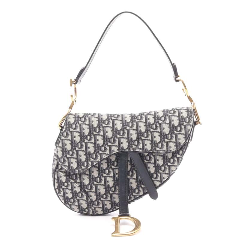 Dior Oblique Canvas Saddle Bag Blue Canvas Good condition - Front View