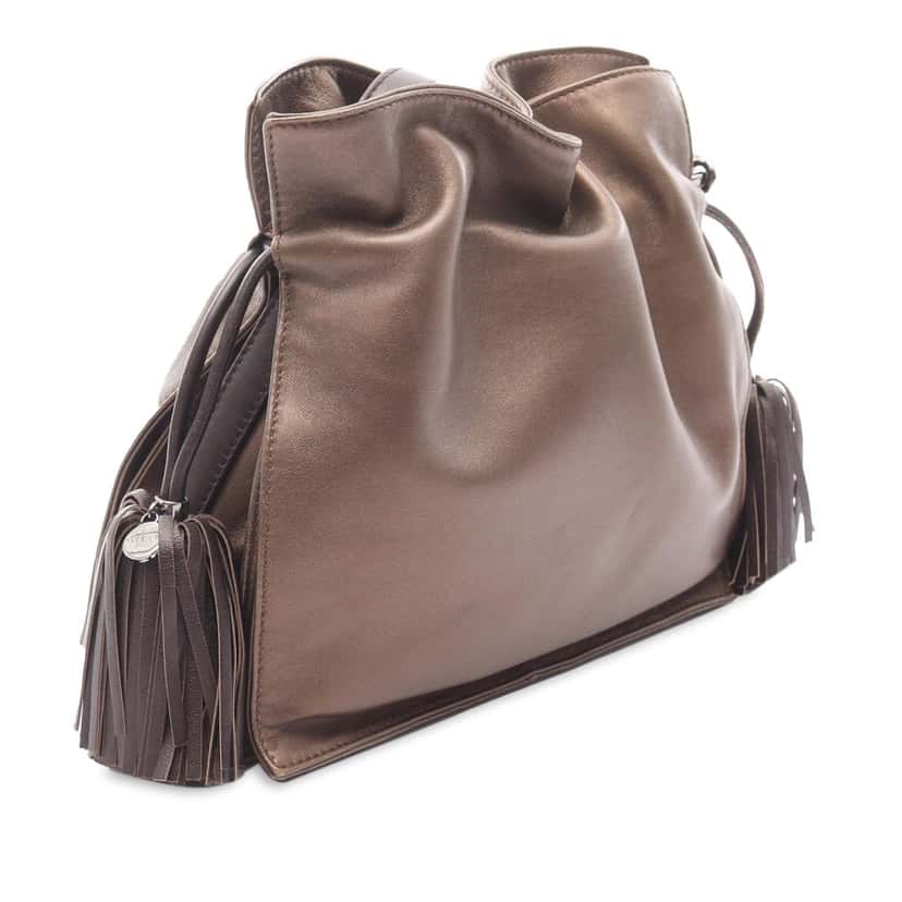 Loewe Nappa Flamenco Tassel 22 Crossbody Brown Leather Good condition - Back View