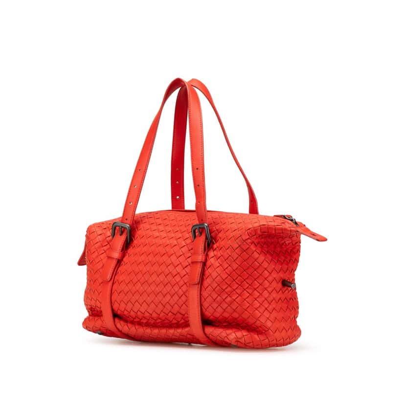 Bottega Veneta Nappa Intrecciato Montaigne Shoulder Bag Red Leather Good condition - Back View