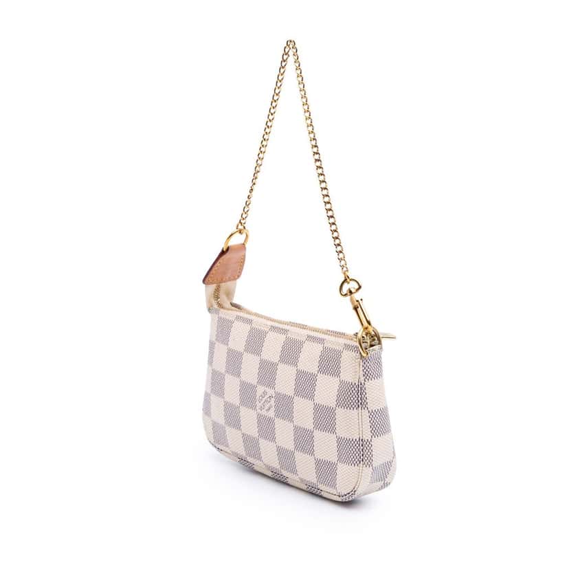 Louis Vuitton Damier Azur Mini Pochette Accessoires White Canvas Good condition - Back View
