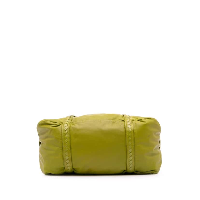 Bottega Veneta Intrecciato Trimmed Nappa Travel Bag Green Leather Good condition - Inside View