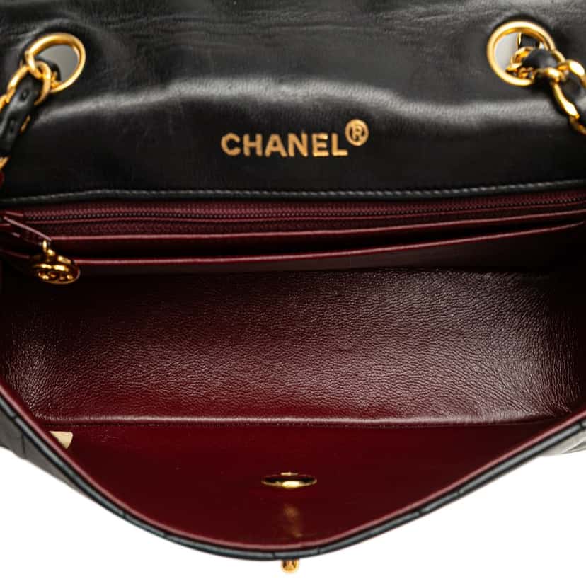 Chanel Small Quilted Lambskin Diana Single Flap Black Leather Good condition - Model View