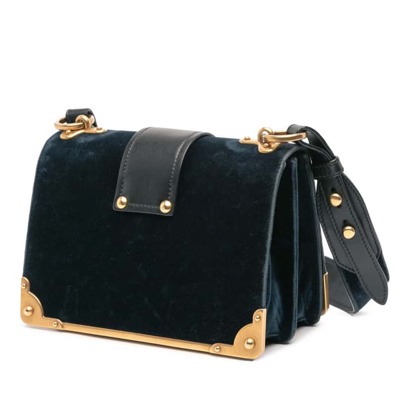 Prada Velvet Cahier Crossbody Blue Velvet Good condition - Back View