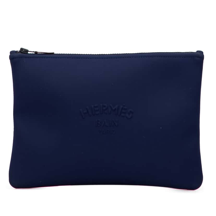 Hermès Medium Neoprene Neobain Case Blue Polyester Good condition - Front View