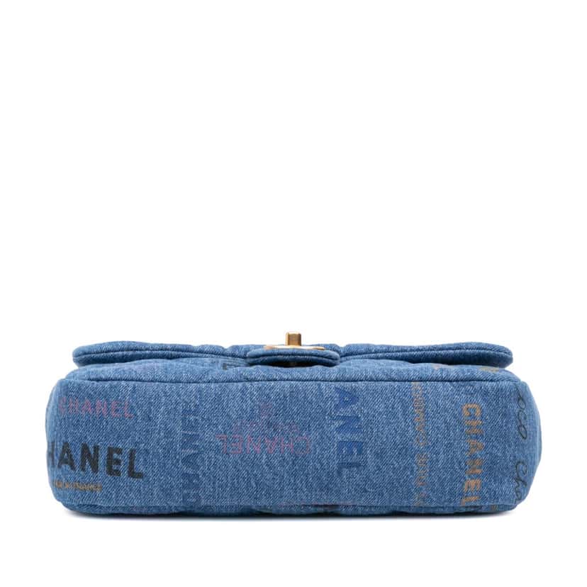 Chanel Medium Quilted Denim Mood Flap Blue Denim Good condition - Inside View