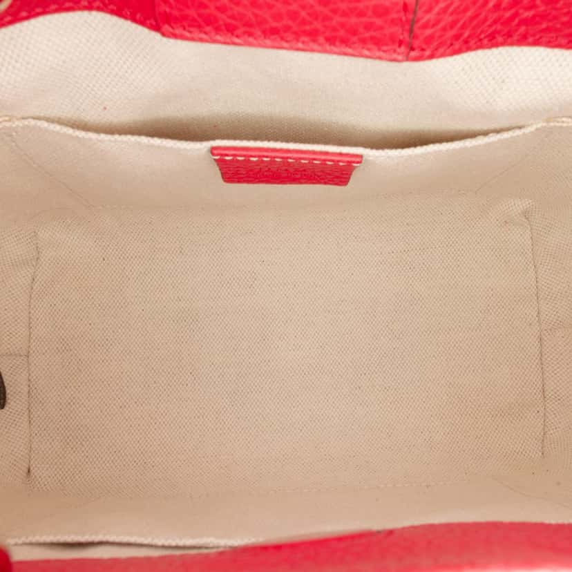 Gucci Small Bicolor Calfskin Bamboo Shopper Satchel Red Leather Good condition - Model View