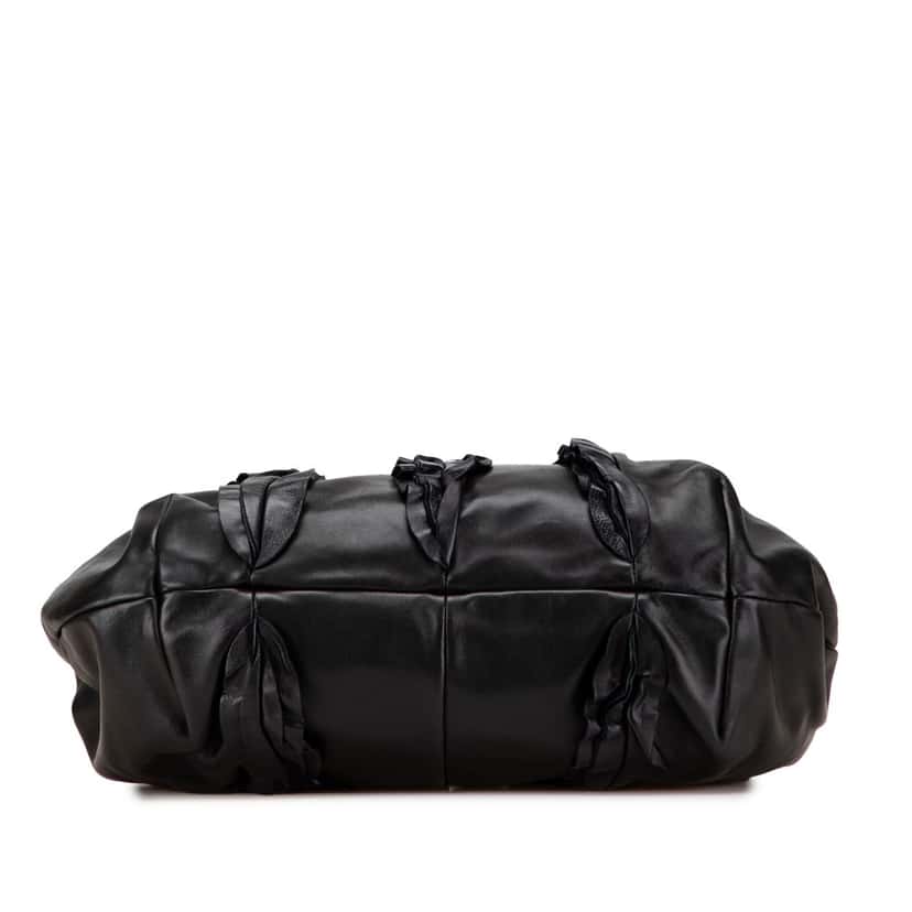 Prada Nappa Mordore Ruffle Tote Black Leather Good condition - Inside View