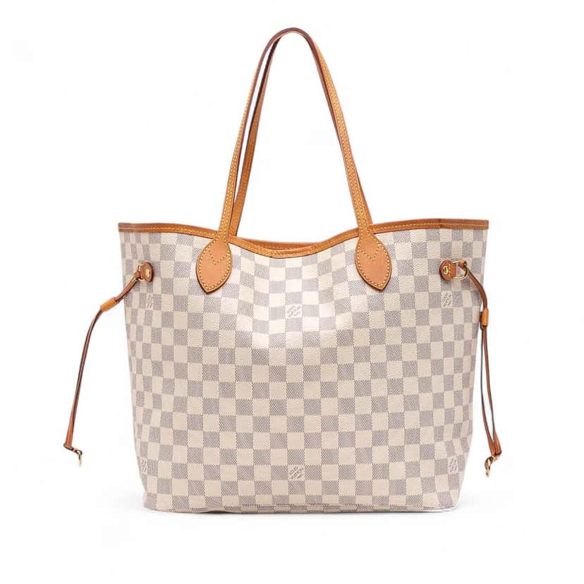 Louis Vuitton Damier Azur Neverfull MM White Canvas Good condition - Front View