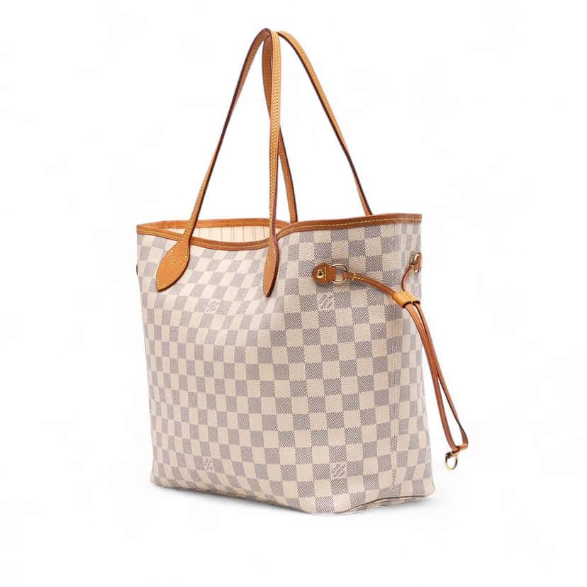 Louis Vuitton Damier Azur Neverfull MM White Canvas Good condition - Back View
